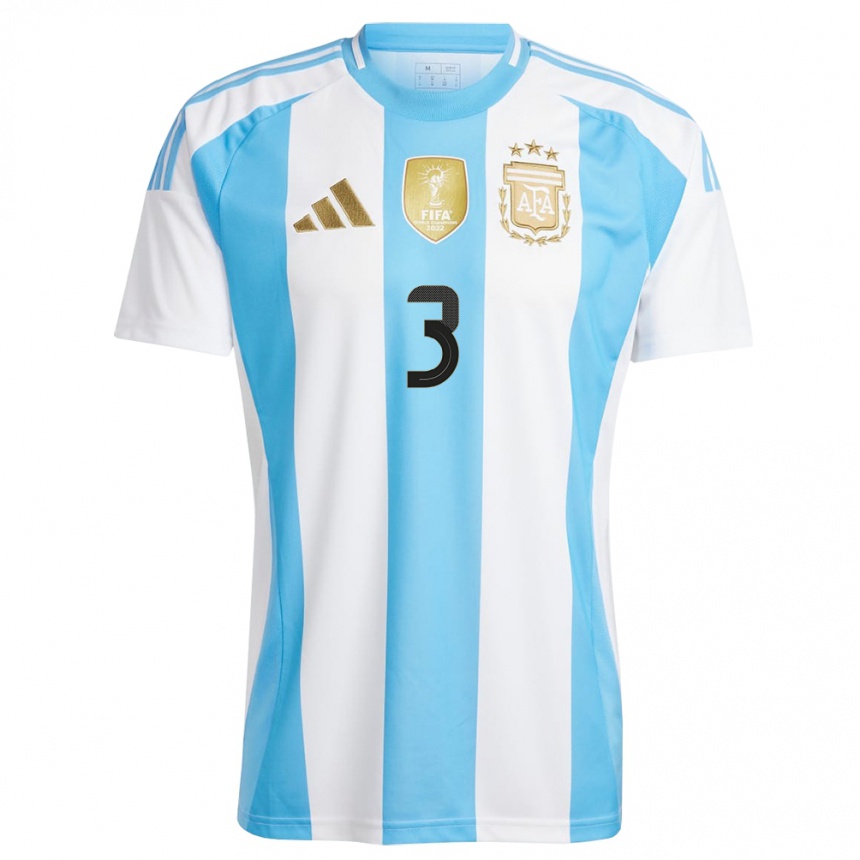 Men Football Argentina Julian Aude #3 White Blue Home Jersey 24-26 T-Shirt Australia