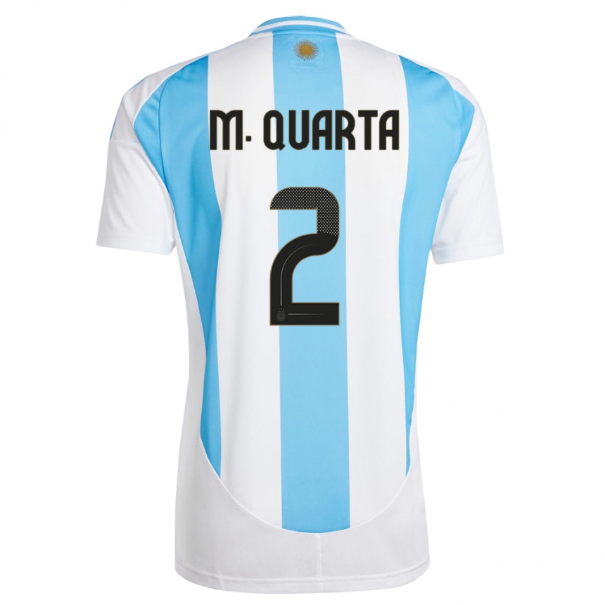 Men Football Argentina Lucas Martinez Quarta #2 White Blue Home Jersey 24-26 T-Shirt Australia