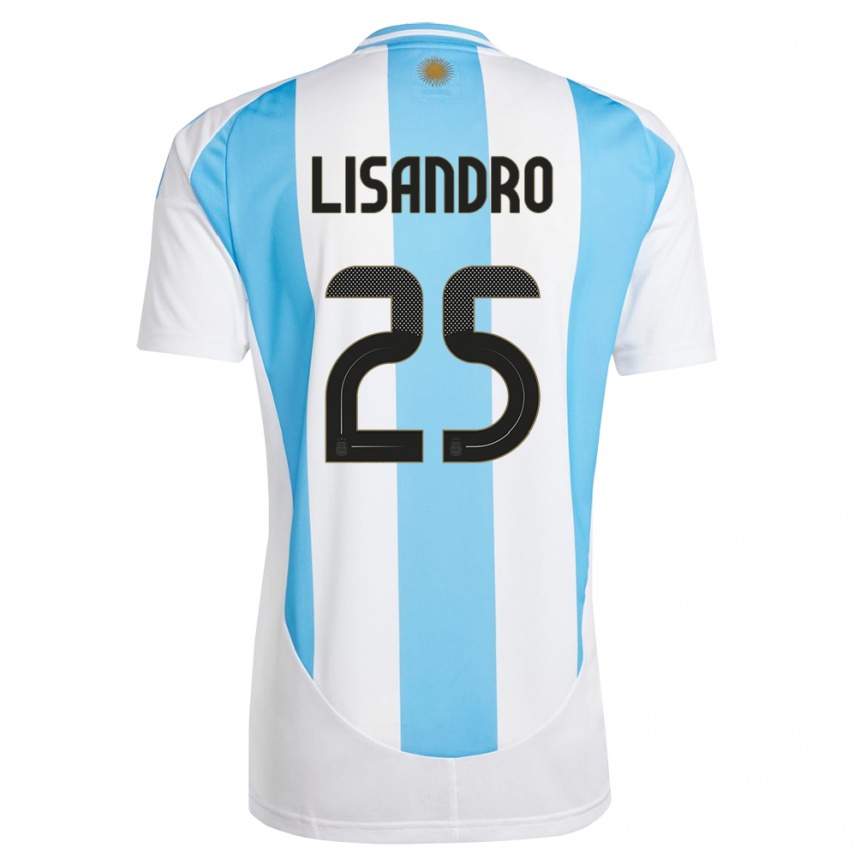 Men Football Argentina Lisandro Martinez #25 White Blue Home Jersey 24-26 T-Shirt Australia