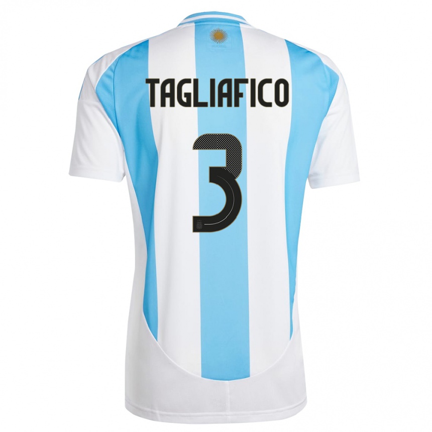 Men Football Argentina Nicolas Tagliafico #3 White Blue Home Jersey 24-26 T-Shirt Australia