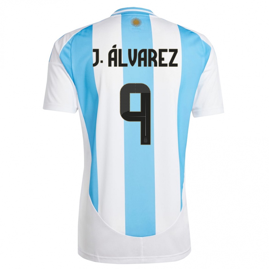 Men Football Argentina Julian Alvarez #9 White Blue Home Jersey 24-26 T-Shirt Australia