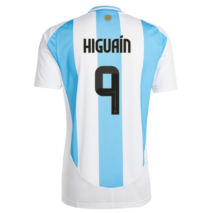 Men Football Argentina Gonzalo Higuain #9 White Blue Home Jersey 24-26 T-Shirt Australia