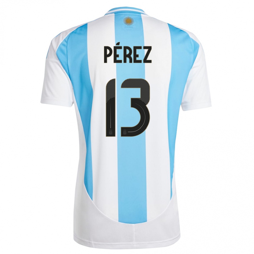 Men Football Argentina Nehuen Perez #13 White Blue Home Jersey 24-26 T-Shirt Australia