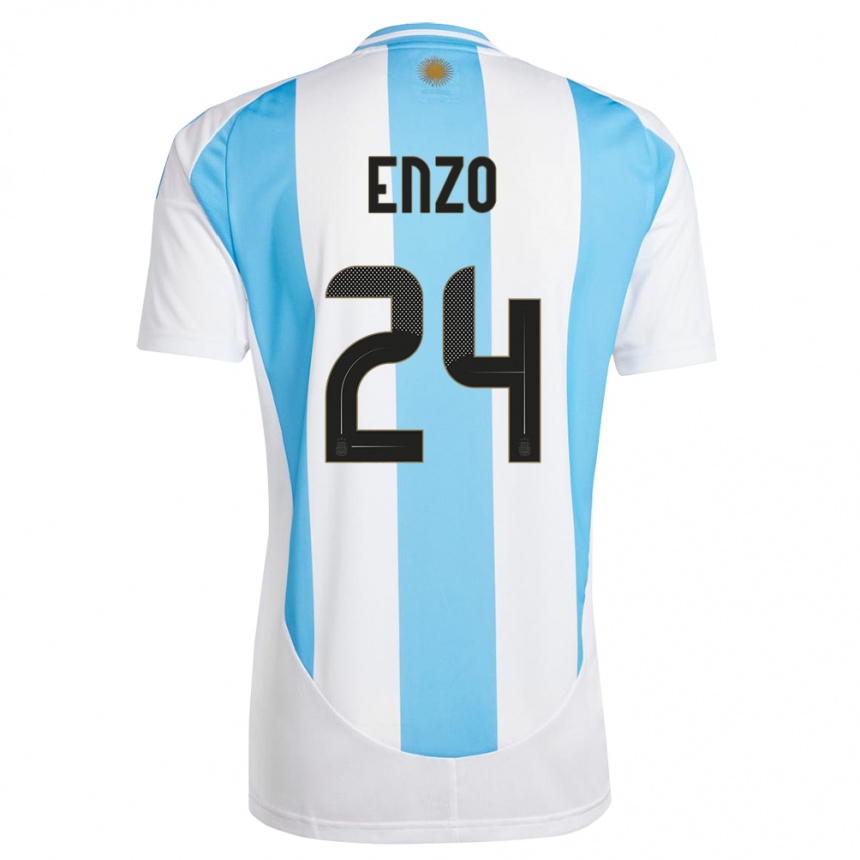 Men Football Argentina Enzo Fernandez #24 White Blue Home Jersey 24-26 T-Shirt Australia