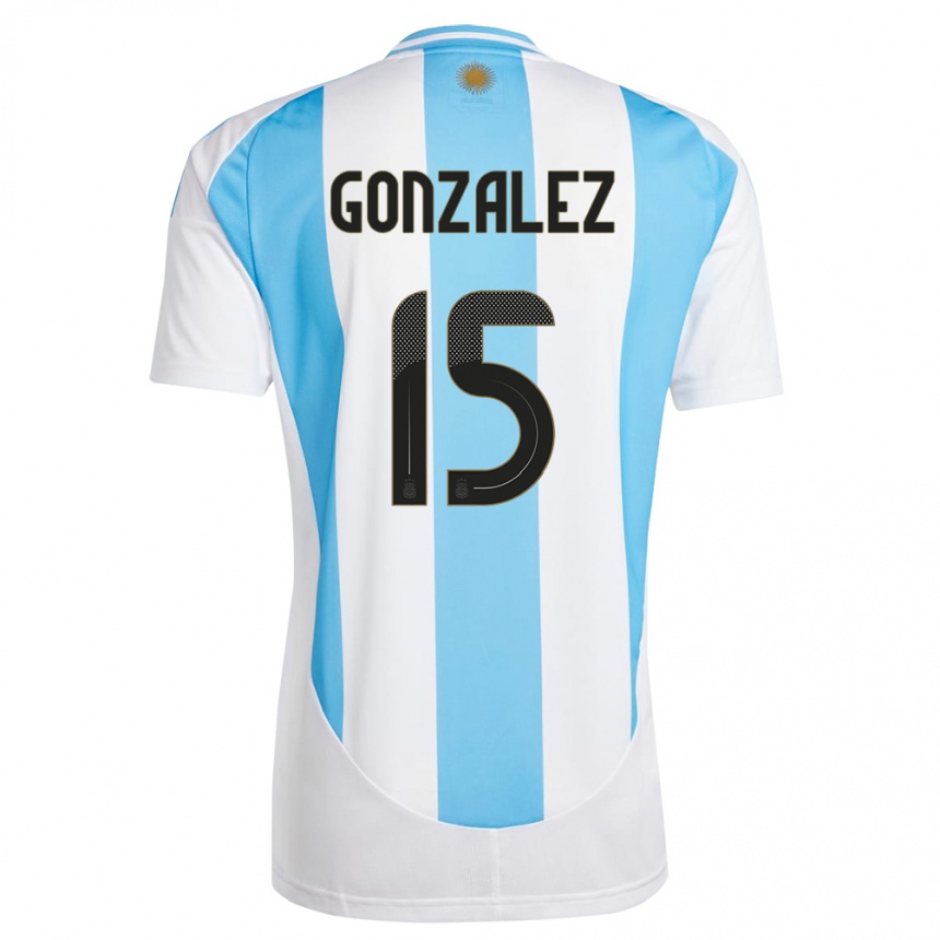 Men Football Argentina Nicolas Gonzalez #15 White Blue Home Jersey 24-26 T-Shirt Australia