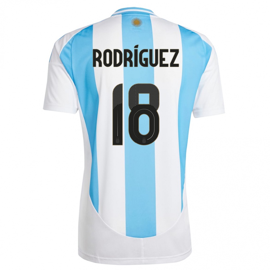 Men Football Argentina Guido Rodriguez #18 White Blue Home Jersey 24-26 T-Shirt Australia