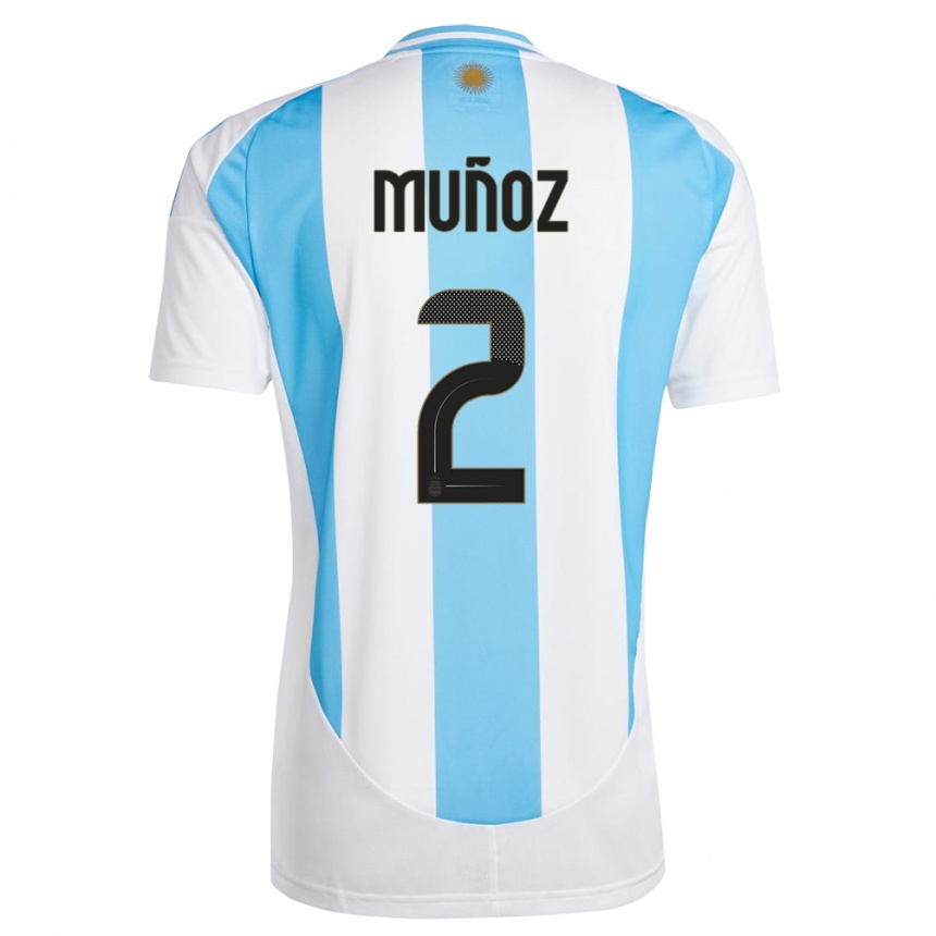 Men Football Argentina Luana Munoz #2 White Blue Home Jersey 24-26 T-Shirt Australia