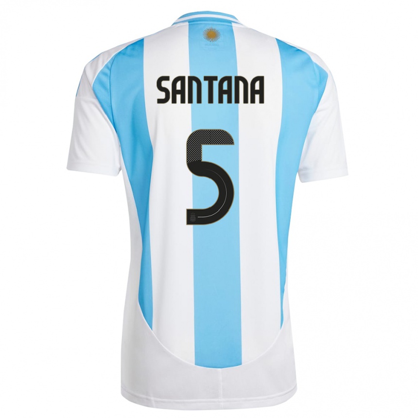 Men Football Argentina Vanesa Santana #5 White Blue Home Jersey 24-26 T-Shirt Australia