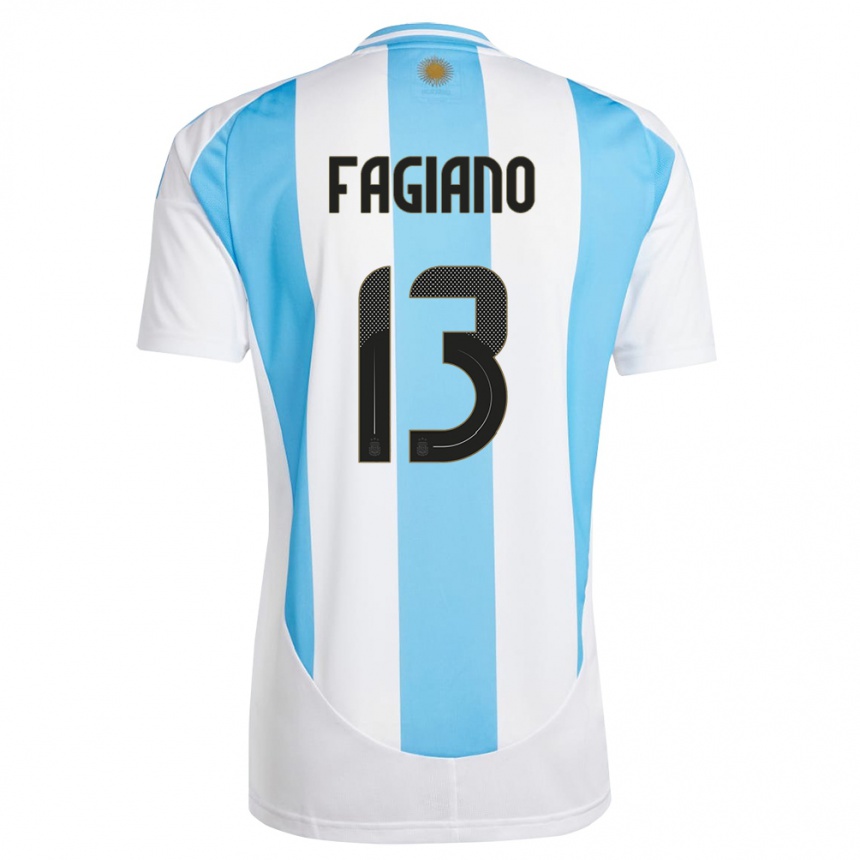 Men Football Argentina Paloma Fagiano #13 White Blue Home Jersey 24-26 T-Shirt Australia