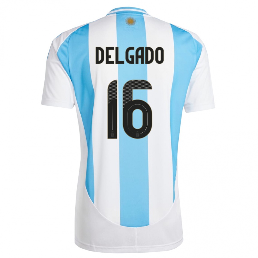 Men Football Argentina Marina Delgado #16 White Blue Home Jersey 24-26 T-Shirt Australia