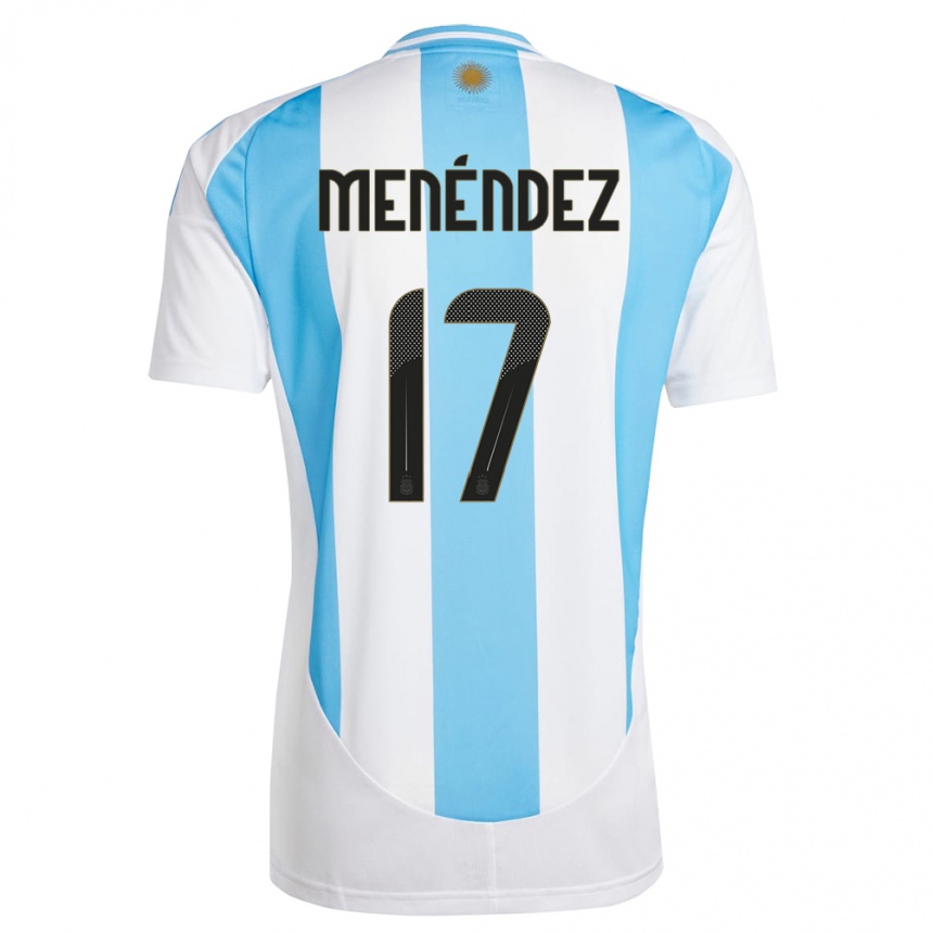 Men Football Argentina Milagros Menendez #17 White Blue Home Jersey 24-26 T-Shirt Australia