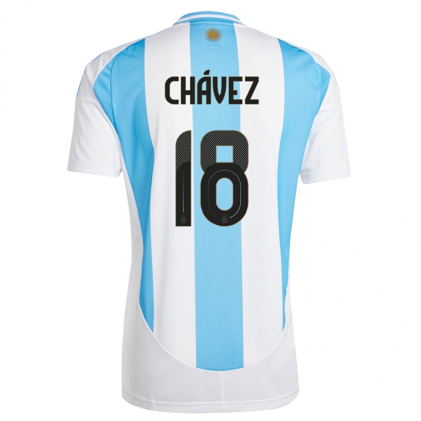 Men Football Argentina Gabriela Chavez #18 White Blue Home Jersey 24-26 T-Shirt Australia