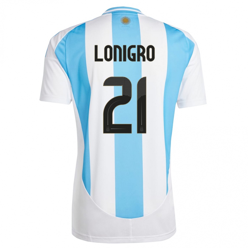 Men Football Argentina Erica Lonigro #21 White Blue Home Jersey 24-26 T-Shirt Australia