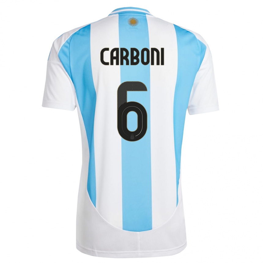 Men Football Argentina Franco Carboni #6 White Blue Home Jersey 24-26 T-Shirt Australia