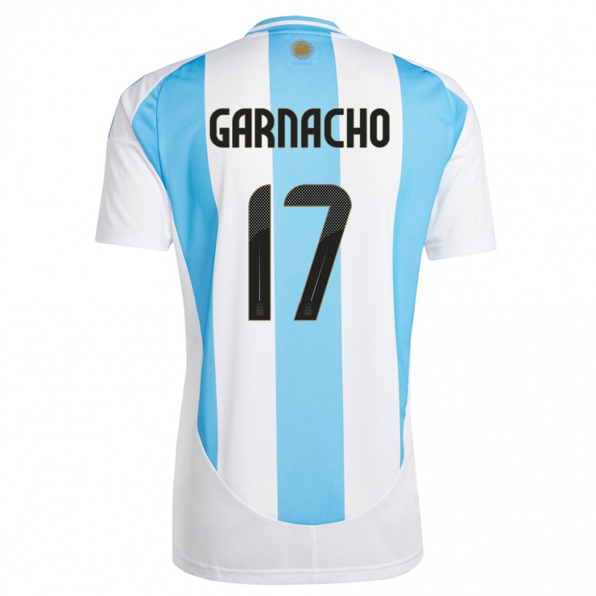 Men Football Argentina Alejandro Garnacho #17 White Blue Home Jersey 24-26 T-Shirt Australia