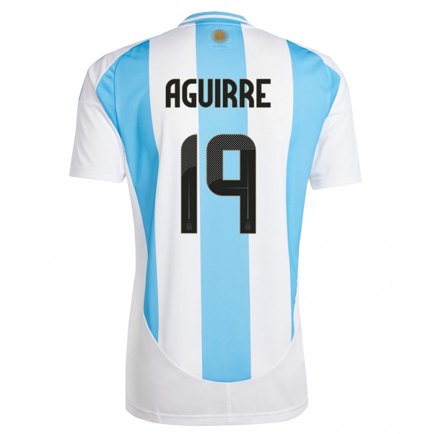 Men Football Argentina Brian Aguirre #19 White Blue Home Jersey 24-26 T-Shirt Australia