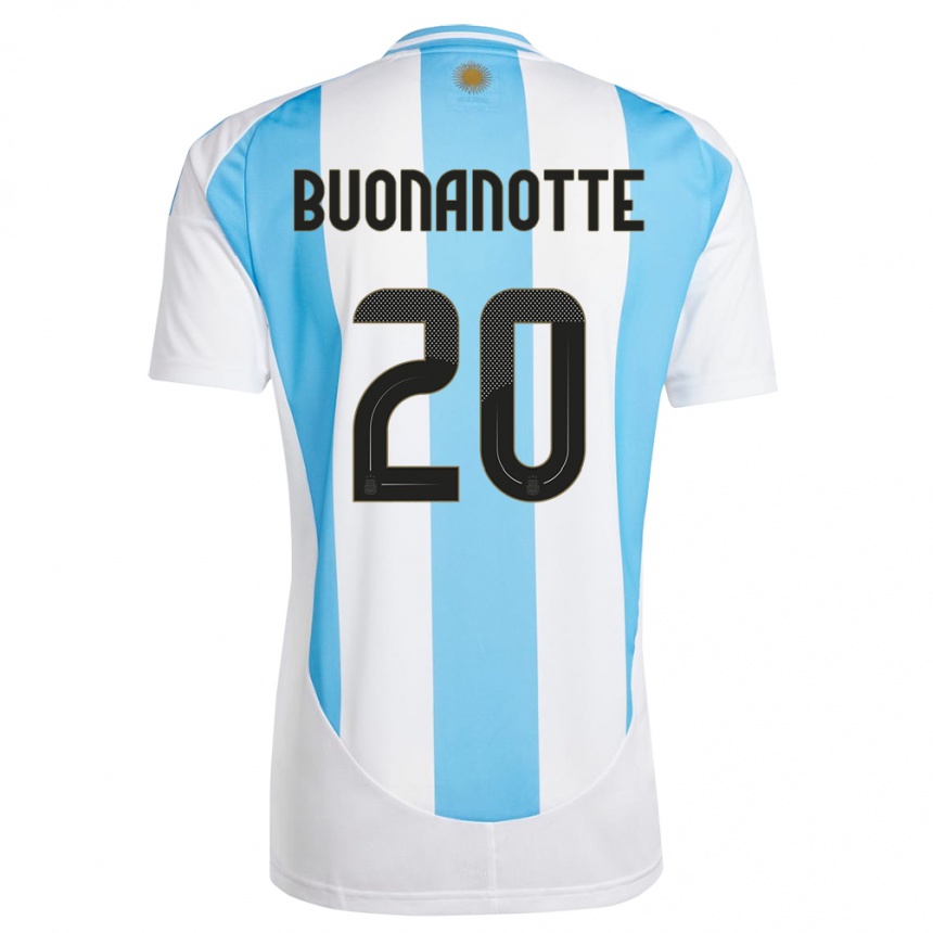 Men Football Argentina Facundo Buonanotte #20 White Blue Home Jersey 24-26 T-Shirt Australia