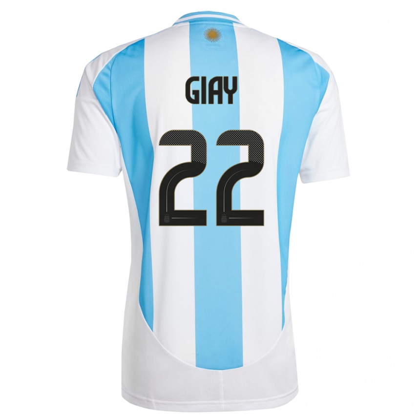 Men Football Argentina Agustin Giay #22 White Blue Home Jersey 24-26 T-Shirt Australia