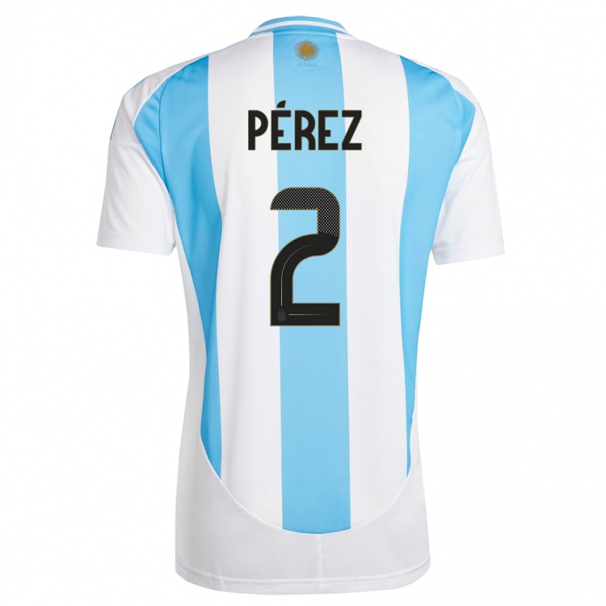 Men Football Argentina Nehuen Perez #2 White Blue Home Jersey 24-26 T-Shirt Australia