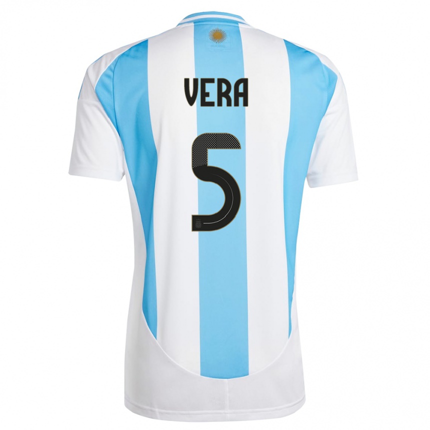 Men Football Argentina Fausto Vera #5 White Blue Home Jersey 24-26 T-Shirt Australia