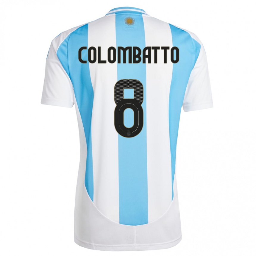 Men Football Argentina Santiago Colombatto #8 White Blue Home Jersey 24-26 T-Shirt Australia