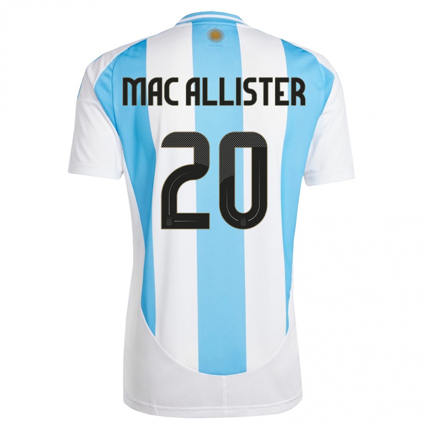 Men Football Argentina Alexis Mac Allister #20 White Blue Home Jersey 24-26 T-Shirt Australia