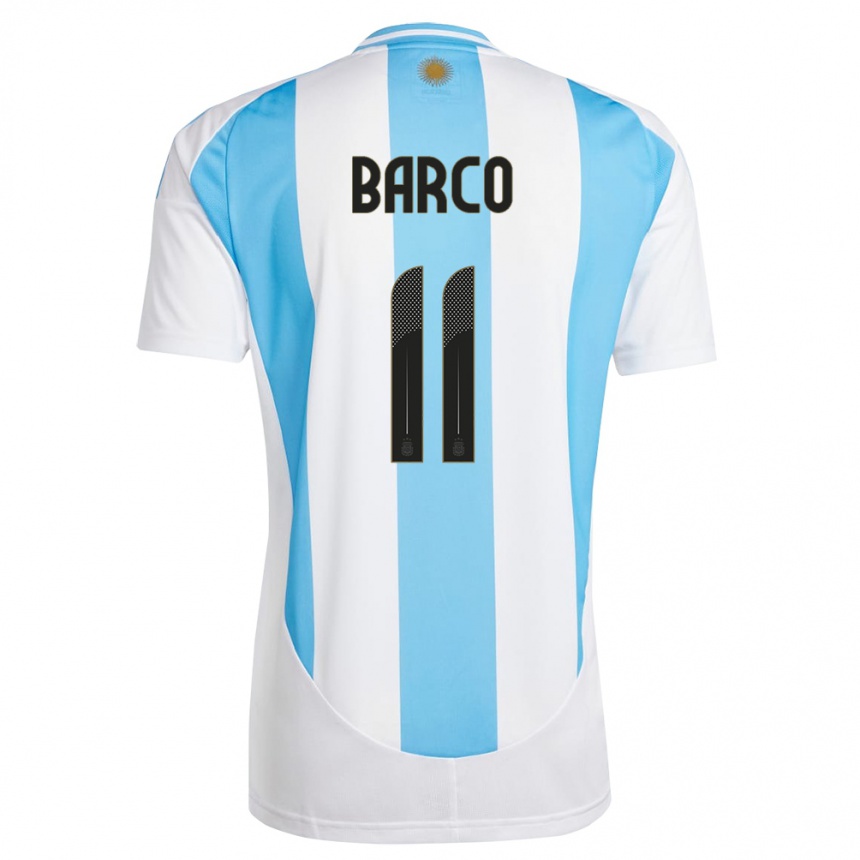 Men Football Argentina Ezequiel Barco #11 White Blue Home Jersey 24-26 T-Shirt Australia