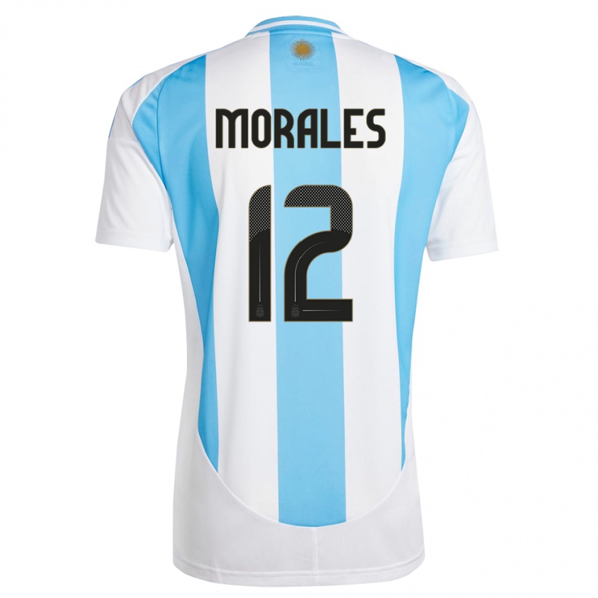 Men Football Argentina Lautaro Morales #12 White Blue Home Jersey 24-26 T-Shirt Australia