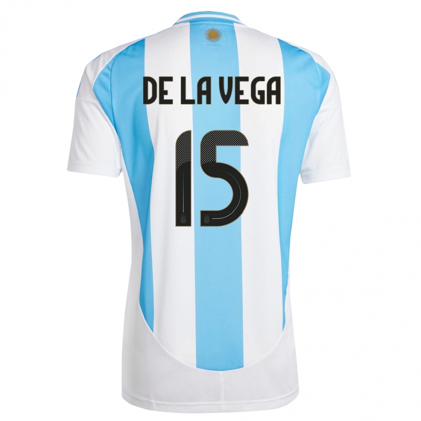 Men Football Argentina Pedro De La Vega #15 White Blue Home Jersey 24-26 T-Shirt Australia