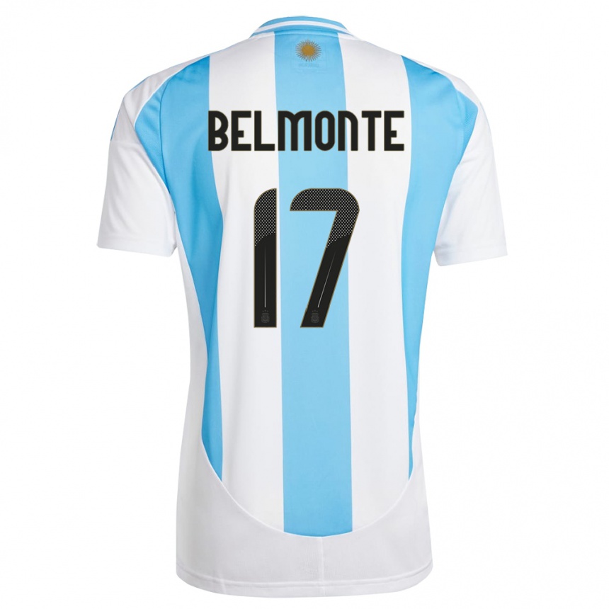 Men Football Argentina Tomas Belmonte #17 White Blue Home Jersey 24-26 T-Shirt Australia