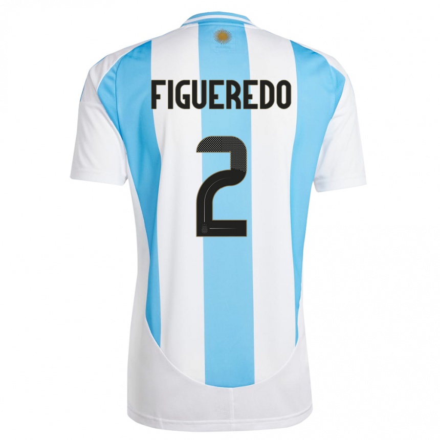 Men Football Argentina Leandro Figueredo #2 White Blue Home Jersey 24-26 T-Shirt Australia