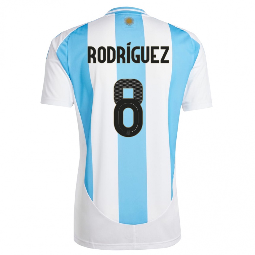 Men Football Argentina Agustin Rodriguez #8 White Blue Home Jersey 24-26 T-Shirt Australia