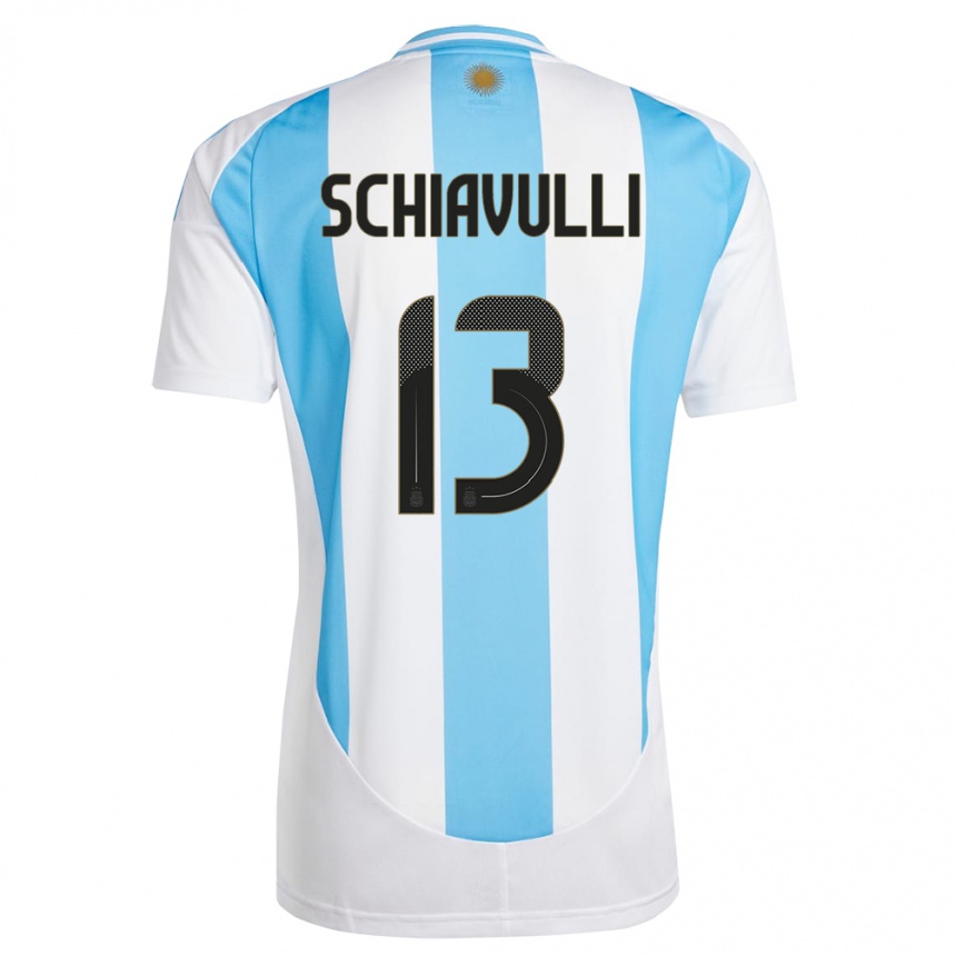 Men Football Argentina Thiago Schiavulli #13 White Blue Home Jersey 24-26 T-Shirt Australia