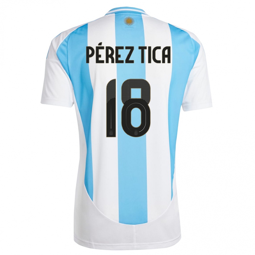 Men Football Argentina Jeremias Perez Tica #18 White Blue Home Jersey 24-26 T-Shirt Australia