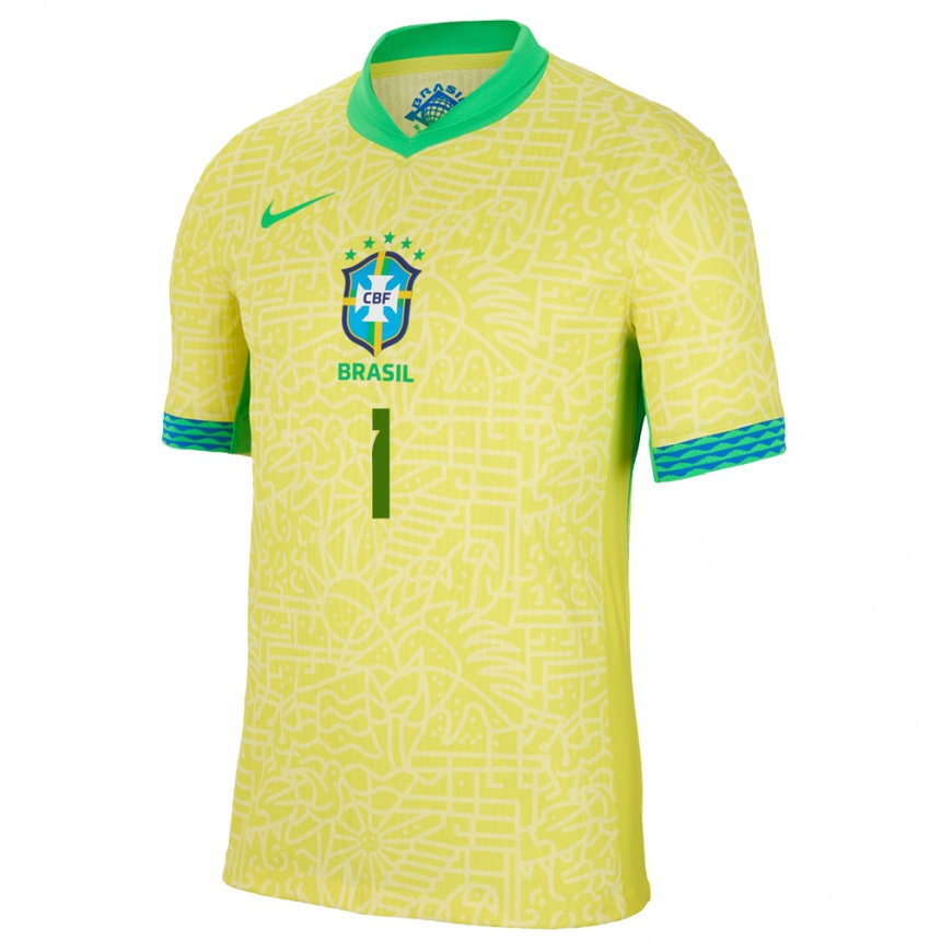 Men Football Brazil Luciana #1 Yellow Home Jersey 24-26 T-Shirt Australia