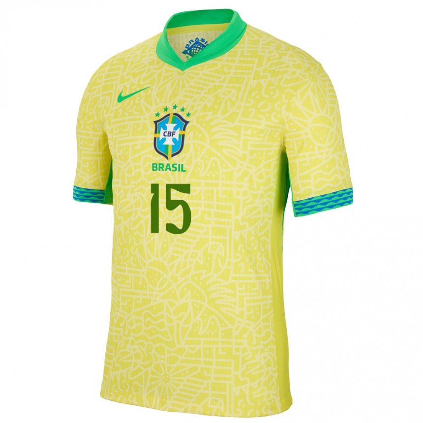 Men Football Brazil Fabinho #15 Yellow Home Jersey 24-26 T-Shirt Australia