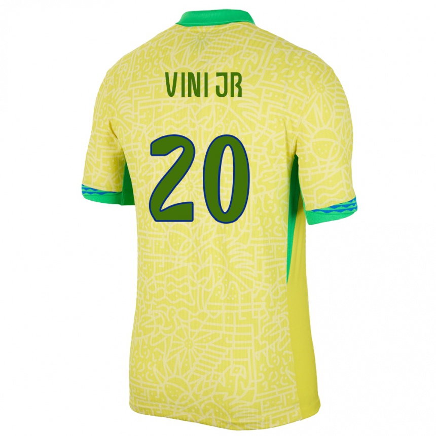 Men Football Brazil Vinicius Junior #20 Yellow Home Jersey 24-26 T-Shirt Australia