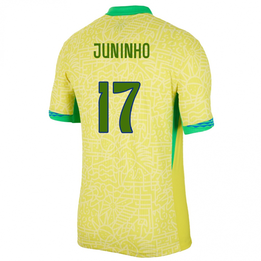 Men Football Brazil Juninho #17 Yellow Home Jersey 24-26 T-Shirt Australia