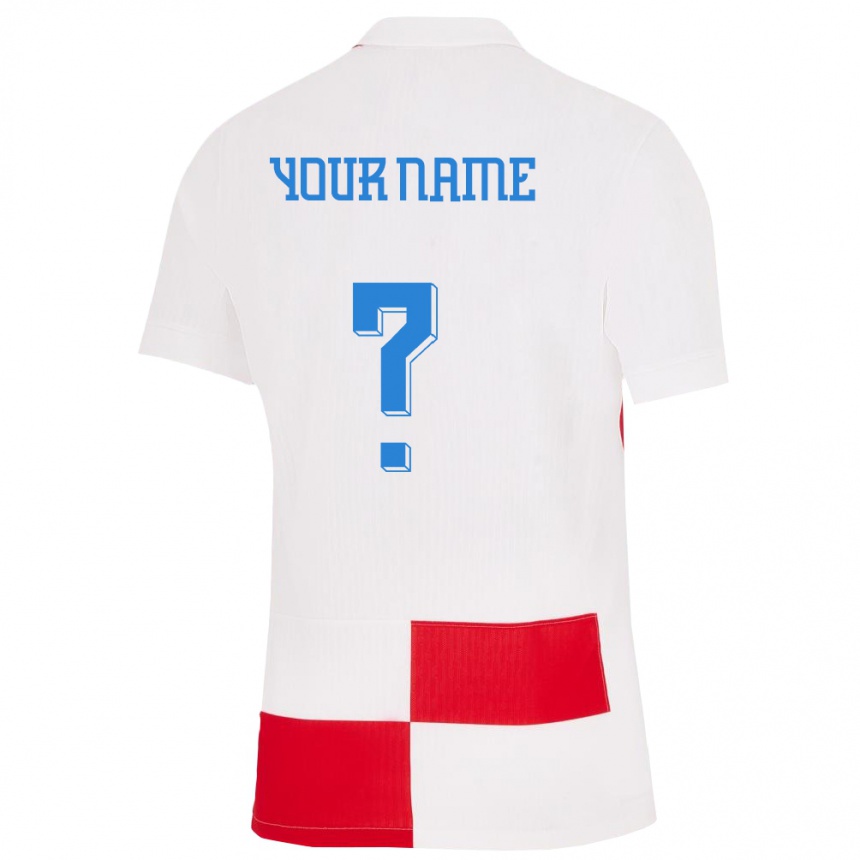 Men Football Croatia Your Name #0 White Red Home Jersey 24-26 T-Shirt Australia