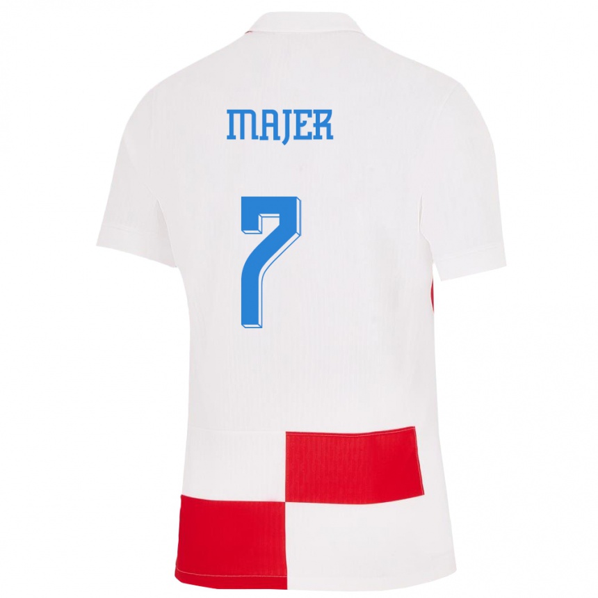 Men Football Croatia Lovro Majer #7 White Red Home Jersey 24-26 T-Shirt Australia