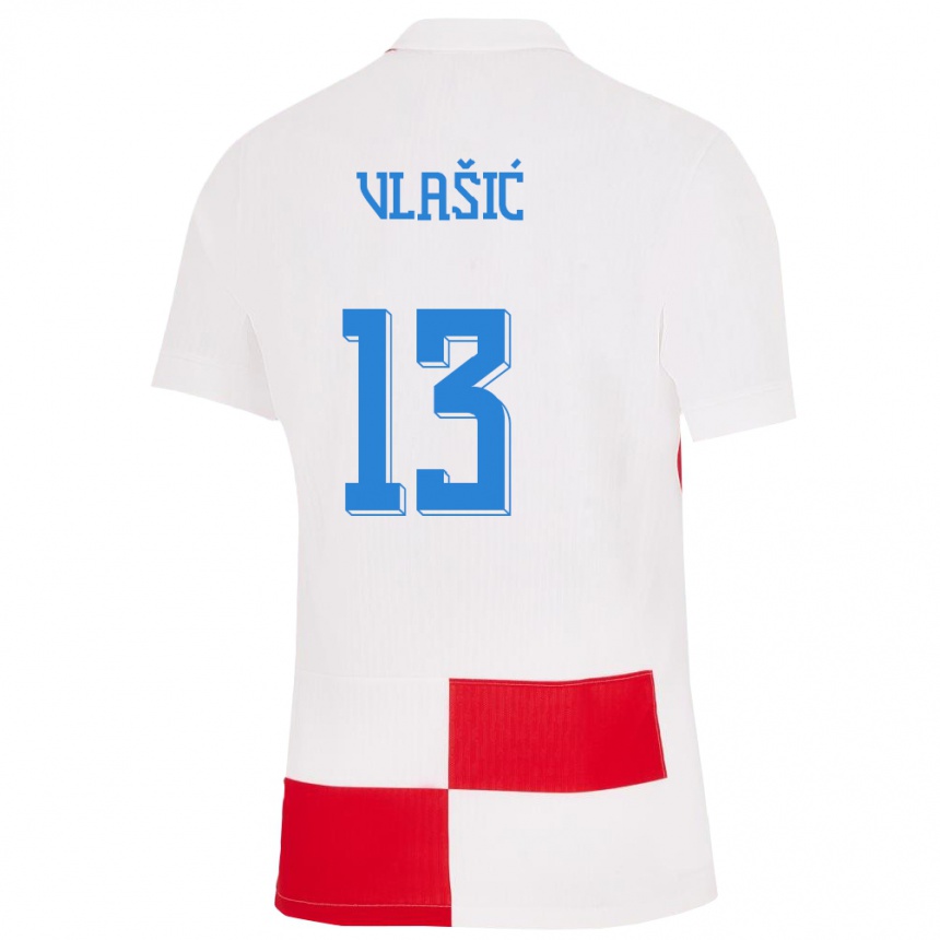 Men Football Croatia Nikola Vlasic #13 White Red Home Jersey 24-26 T-Shirt Australia