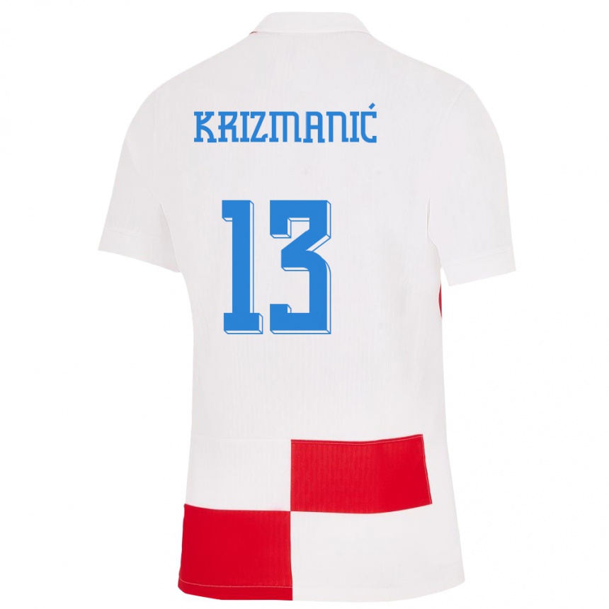 Men Football Croatia Kresimir Krizmanic #13 White Red Home Jersey 24-26 T-Shirt Australia