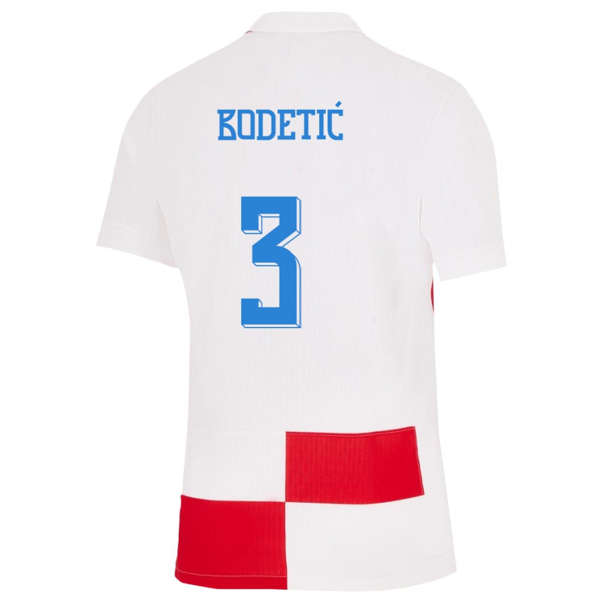 Men Football Croatia Noel Bodetic #3 White Red Home Jersey 24-26 T-Shirt Australia