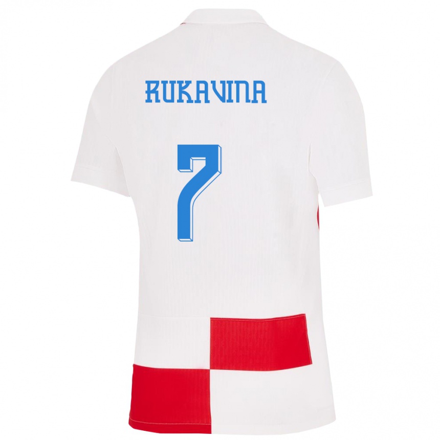 Men Football Croatia Gabriel Rukavina #7 White Red Home Jersey 24-26 T-Shirt Australia