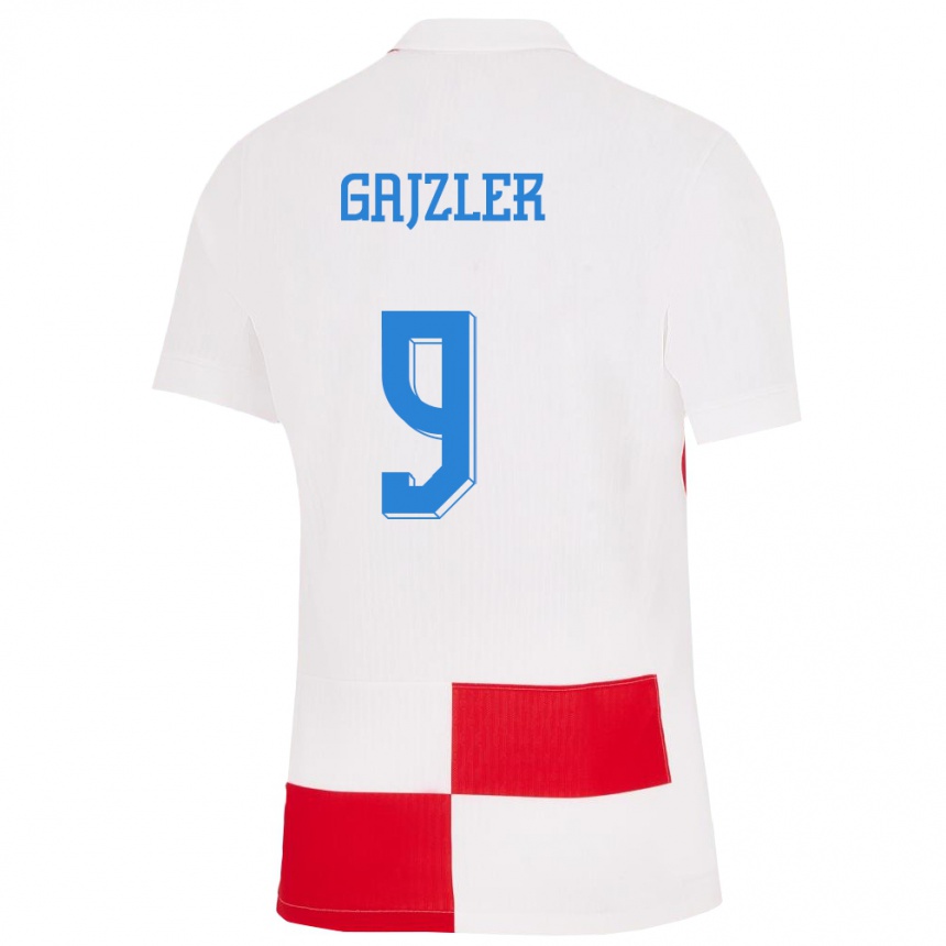 Men Football Croatia Niko Gajzler #9 White Red Home Jersey 24-26 T-Shirt Australia