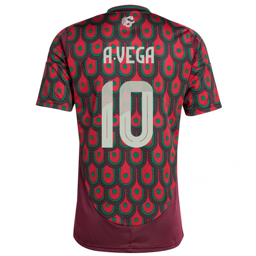 Men Football Mexico Alexis Vega #10 Maroon Home Jersey 24-26 T-Shirt Australia