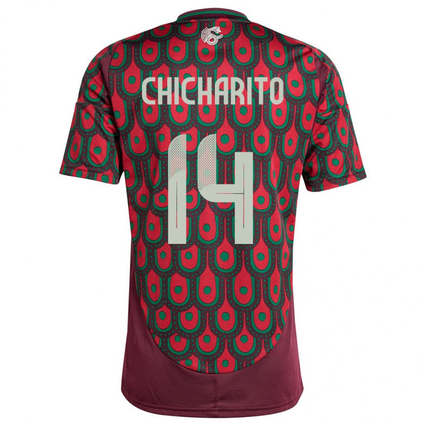 Men Football Mexico Chicharito #14 Maroon Home Jersey 24-26 T-Shirt Australia