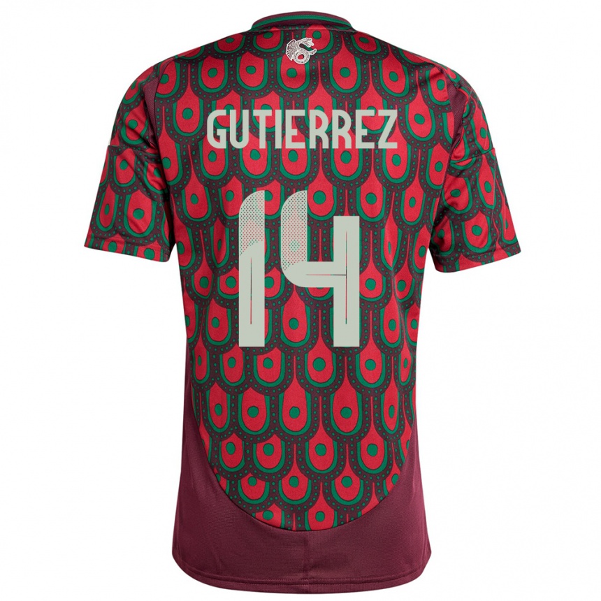 Men Football Mexico Erick Gutierrez #14 Maroon Home Jersey 24-26 T-Shirt Australia