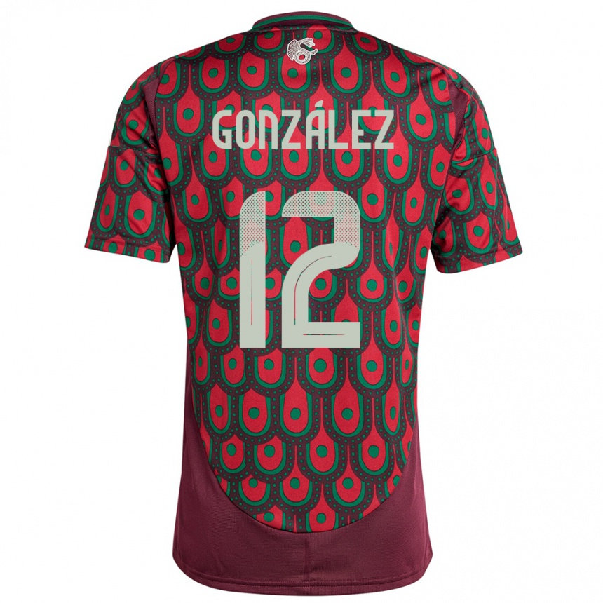 Men Football Mexico Itzel Gonzalez #12 Maroon Home Jersey 24-26 T-Shirt Australia