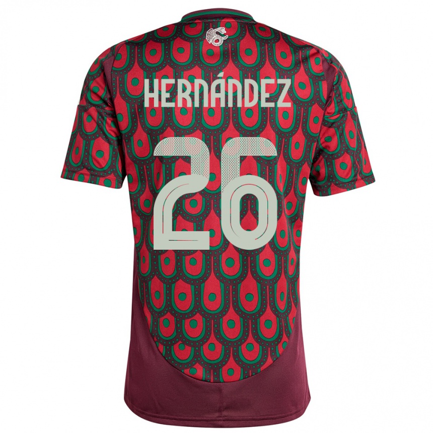 Men Football Mexico Nicolette Hernandez #26 Maroon Home Jersey 24-26 T-Shirt Australia